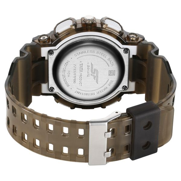 Sonata SF Spectra Quartz Digital Brown Dial Translucent Brown Polyether Strap Watch For Men - image number 4