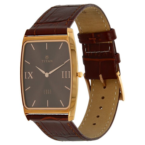 Titan Quartz Analog Brown Dial Leather Strap Watch for Men - image number 1