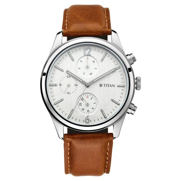Titan Men's Metropolitan Charm: Men's Multifunctional Black Watch with Leather Strap - image number 1