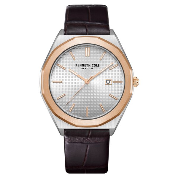 Kenneth Cole Silver Dial Quartz Analog with Date Leather Strap Watch for Men - image number 0