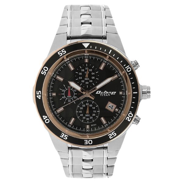Titan Quartz Chronograph Black Dial Stainless Steel Strap Watch for Men - image number 0