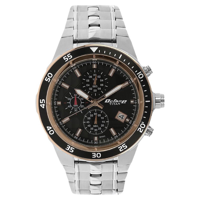Titan Quartz Chronograph Black Dial Stainless Steel Strap Watch for Men
