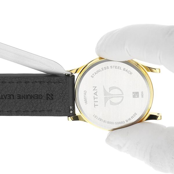 22 mm Black Genuine Leather Straps for Men - image number 6
