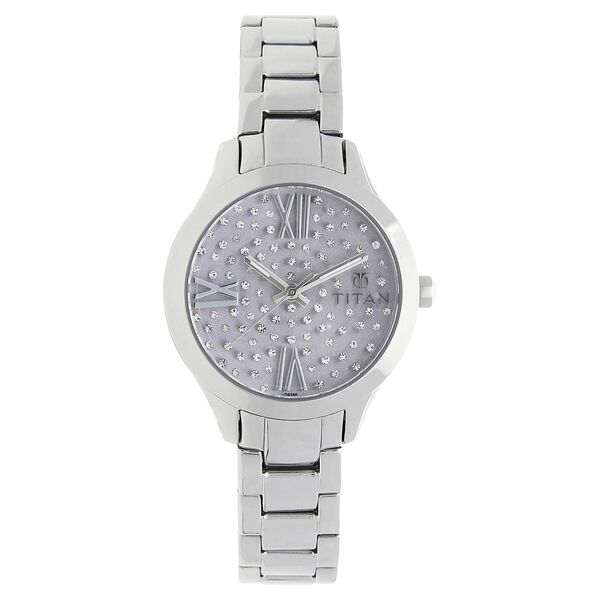Titan Quartz Analog Purple Dial Metal Strap Watch for Women - image number 0