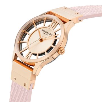Kenneth Cole Quartz Analog Rose Gold Dial Leather Strap Watch for Women