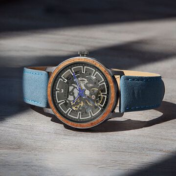 Titan Magnate Automatic Grey Dial Blue Leather Strap Watch for Men