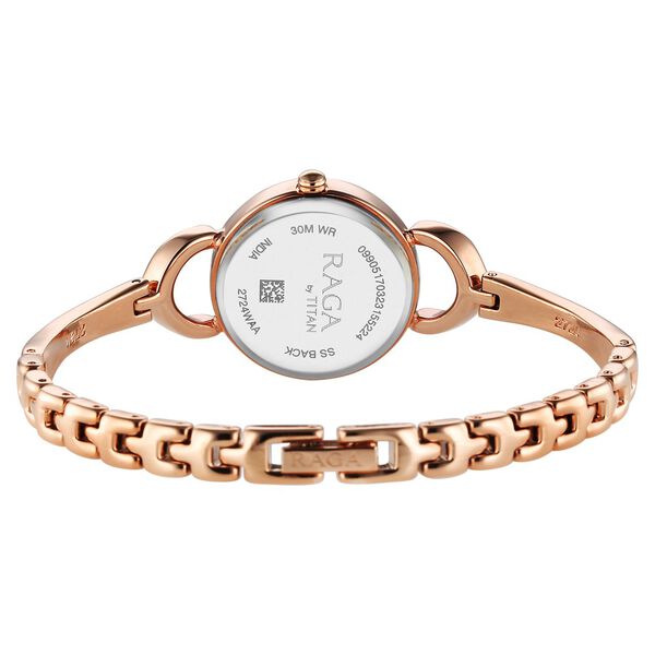 Titan Raga Quartz Analog Rose Gold Round Shaped Dial Rose Gold Metal Strap Watch For Women - image number 4