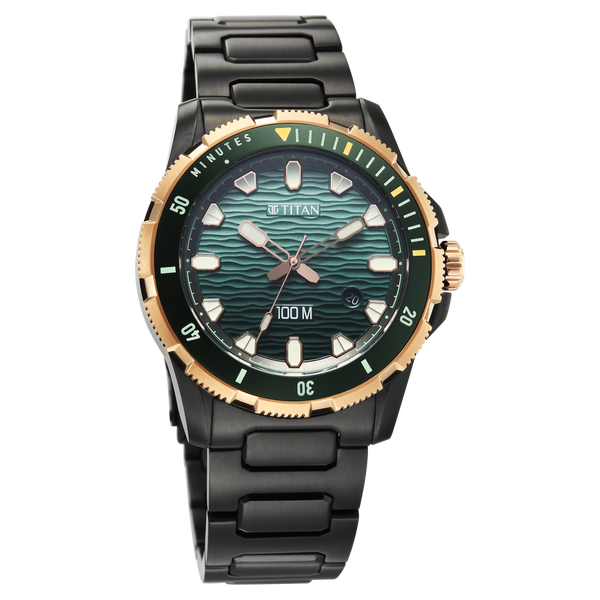 Titan Zero Hour Diver's 100m Analog with Blue Dial Black Stainless Steel Strap Watch for Men - image number 1
