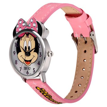 Zoop Disney Minnie Mouse Analog Watch with Silver Dial & Pink Strap for Girls Kids, from House of Titan
