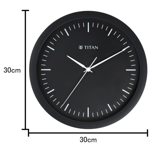 Titan Contemporary Black Wall Clock with Silent Sweep Technology 30 cm x 30 cm (Medium) - image number 4
