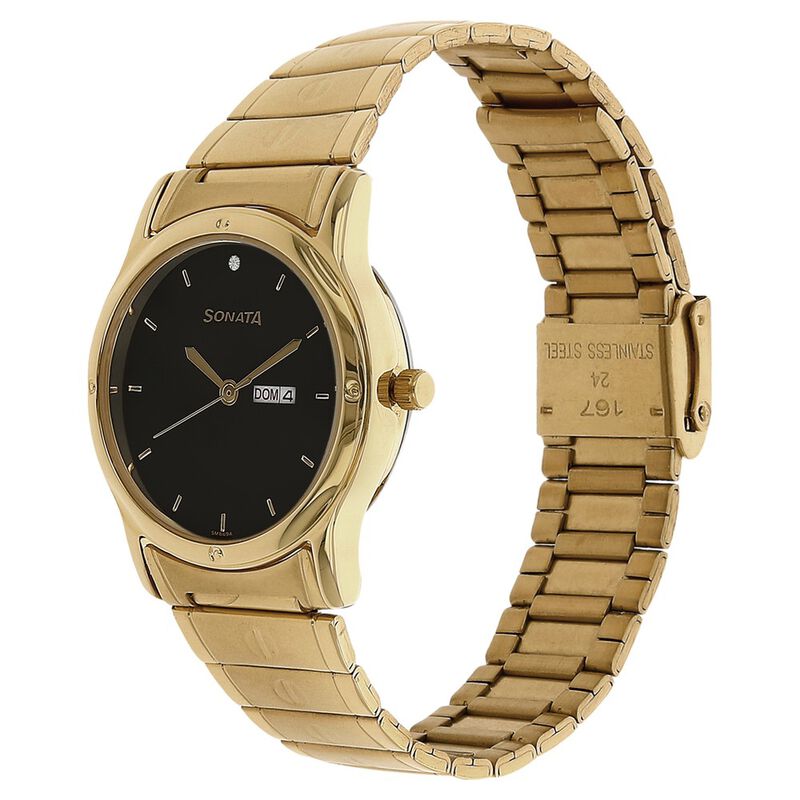 Sonata Quartz Analog Black Dial Stainless Steel Strap Watch for Men - image number 1