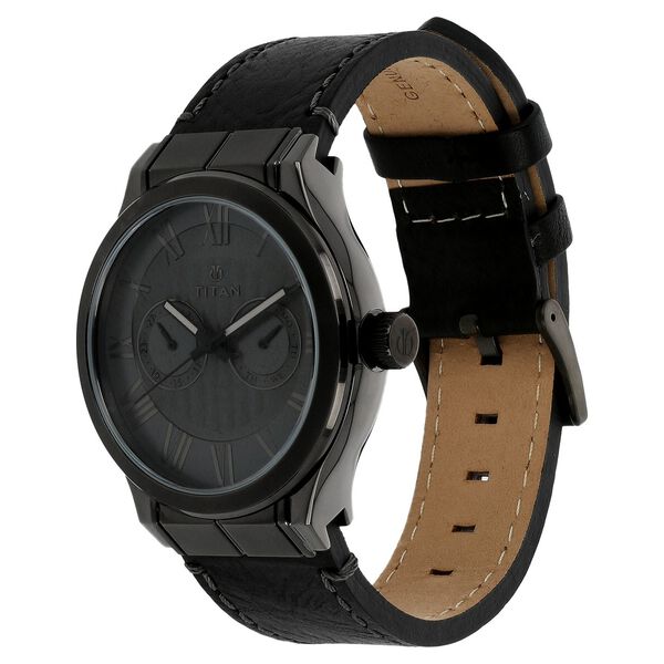 Titan Quartz Analog with Day and Date Grey Dial Leather Strap Watch for Men - image number 1