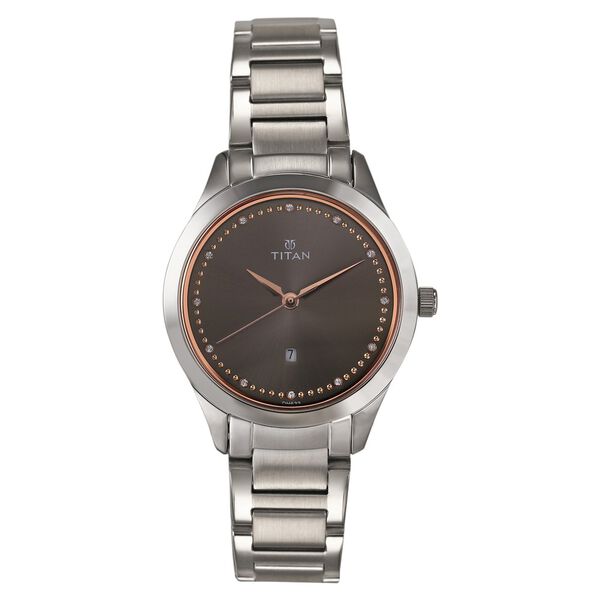 Titan Sparkle Anthracite Dial Analog with Date Stainless Steel Strap Watch for Women - image number 0