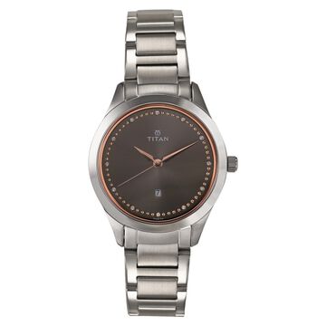 Titan Sparkle Anthracite Dial Analog with Date Stainless Steel Strap Watch for Women