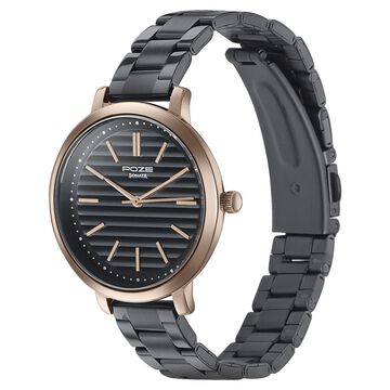 Sonata Poze Quartz Analog Black Dial Black Color Stainless Steel Strap Watch For Women