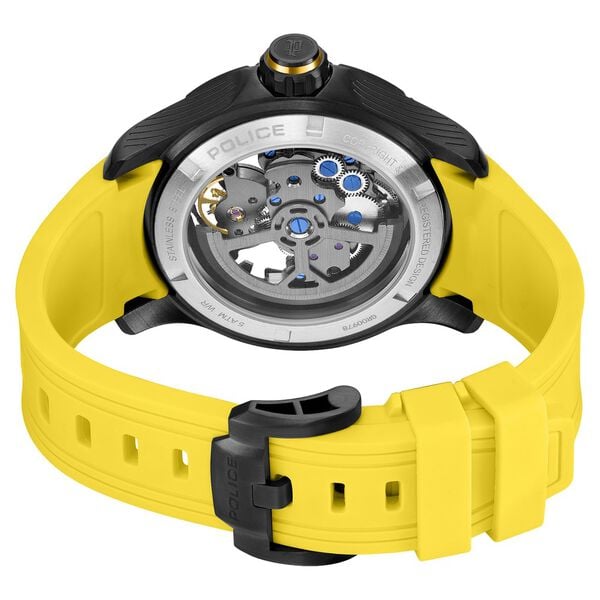 Police Quartz Analog Grey Dial Yellow Silicone Strap Watch For Men - image number 3