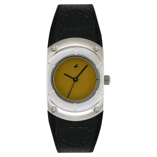 Fastrack Quartz Analog Yellow Dial Leather Strap Watch for Girls - image number 0