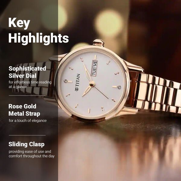 Titan Women's Lagan Watch: Rose Gold Accents & Refined Elegance - 25 mm Dial Size&nbsp;- Small Dial - image number 2