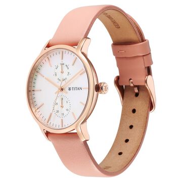 Titan Workwear Slimline Mother Of Pearl Dial Analog Leather Strap Watch for Women