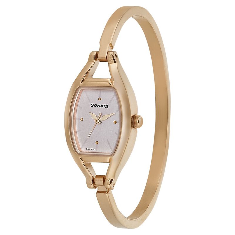 Buy Online Sonata Mission Mangal Pink Dial Women Watch With Metal Strap