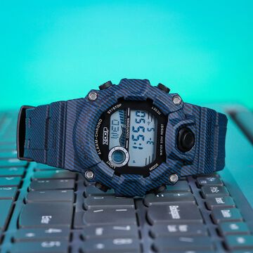 Zoop Digital Watch with Digital Dial & Striped Blue Strap for Boys Kids, from House of Titan