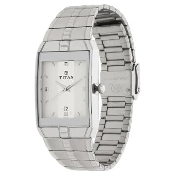 Titan Quartz Analog with Date White Dial Stainless Steel Strap Watch for Men