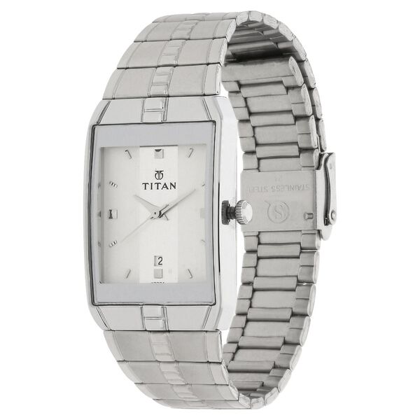 Titan Quartz Analog with Date White Dial Stainless Steel Strap Watch for Men - image number 1