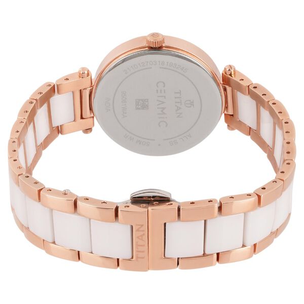 Titan Ceramics White Dial Analog Stainless Steel and Ceramic Strap watch for Women - image number 4