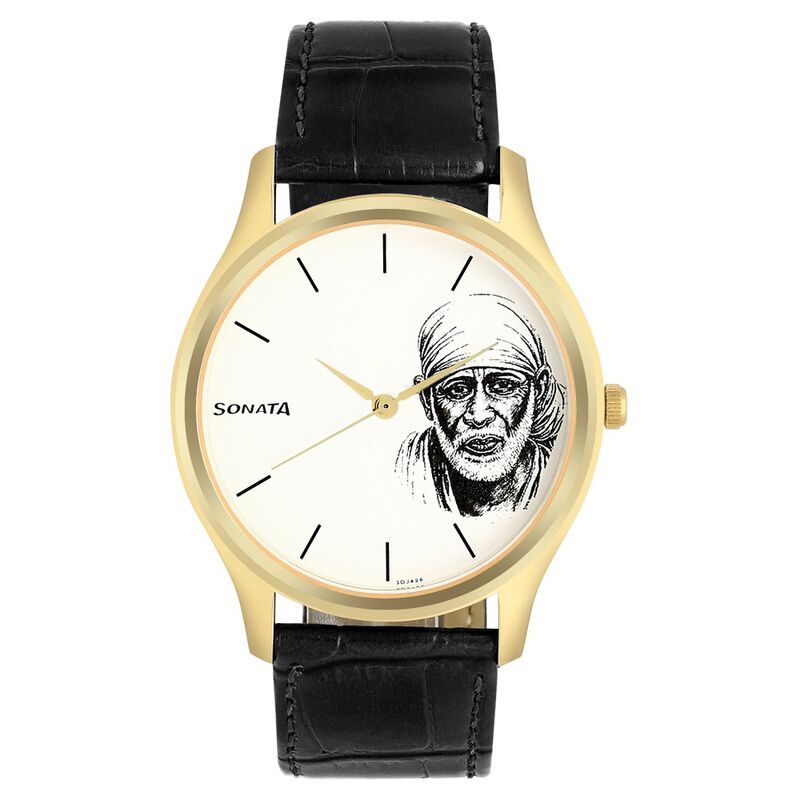 Sonata Quartz Analog White Dial Leather Strap Watch for Men - image number 0