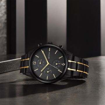 Titan Black and Gold Anthracite Dial Analog Stainless Steel Strap watch for Men