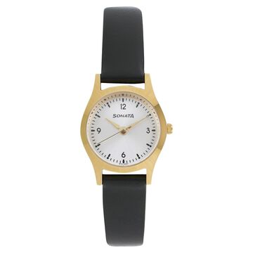 Sonata Essentials Silver Dial Women Watch With Leather Strap
