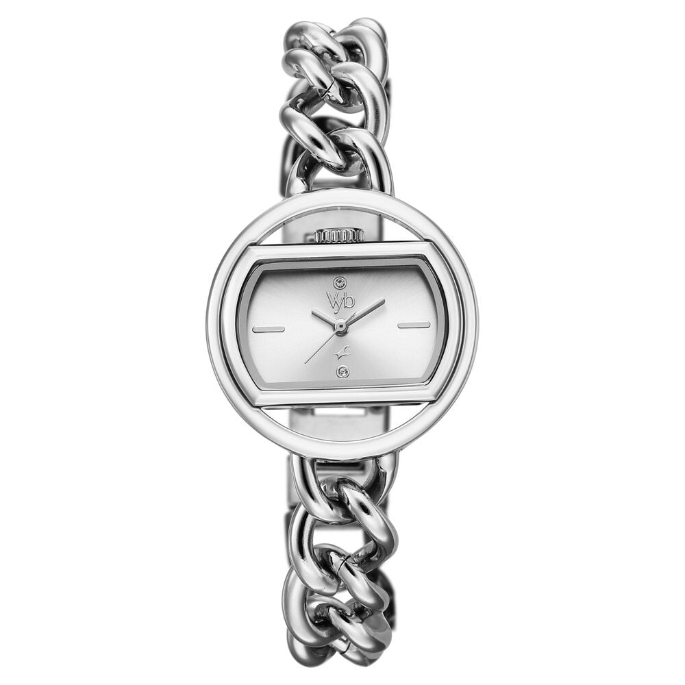 Vyb Spotlight By Fastrack Quartz Analog Silver Dial Silver Metal Strap Watch For Girls image