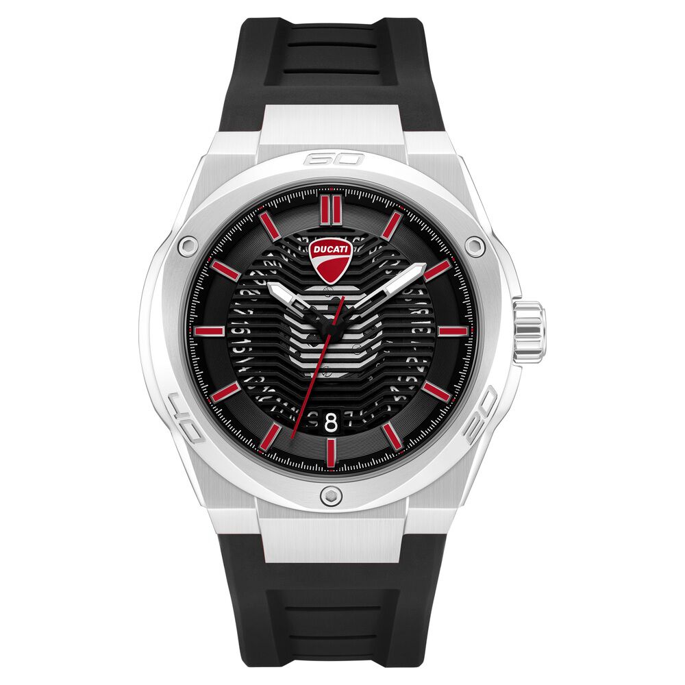 Ducati Quartz Analog Black Dial Black Silicone Strap Watch For Men-image-19