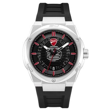 Ducati Quartz Analog Black Dial Black Silicone Strap Watch For Men