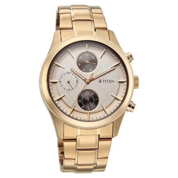 Titan Classique Neo Splash Analog with Cream Dial Carnation Gold Stainless Steel Strap Watch for Men - image number 1