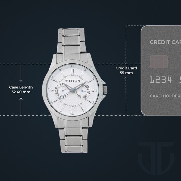 Quartz Watch 9323sm01 Titan Multifunction Silver Dial Silver