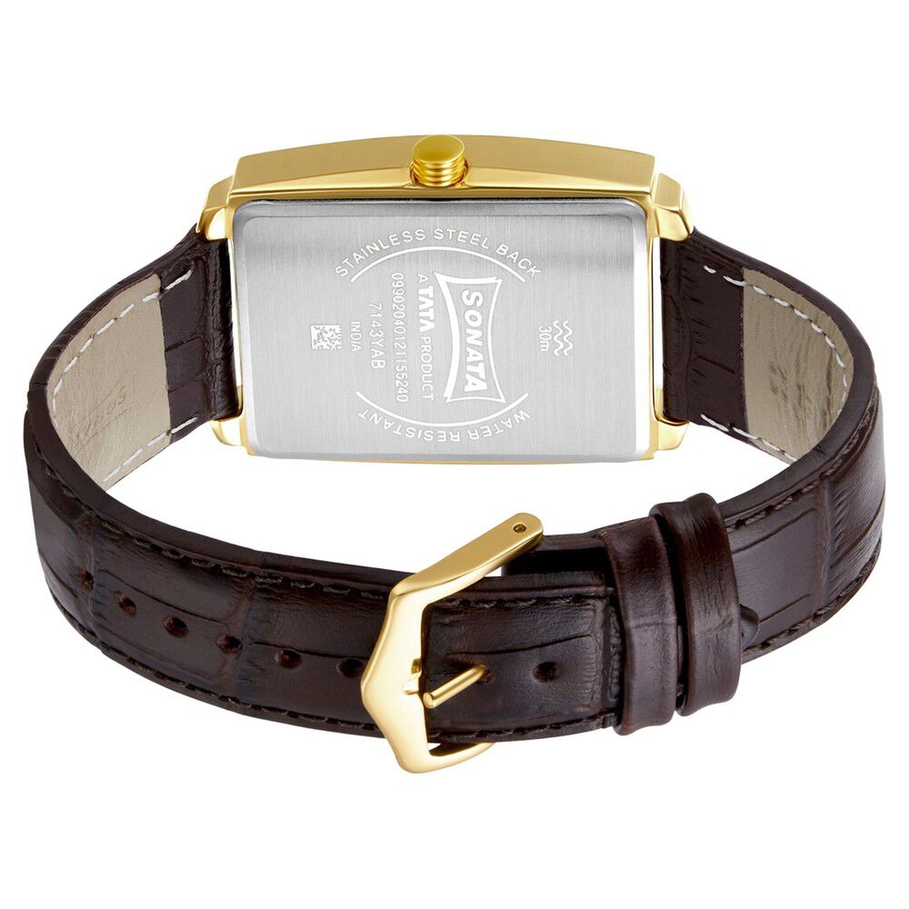 Buy Online Sonata Quartz Analog with Date Leather Strap Watch for Men np7143yl02 Titan