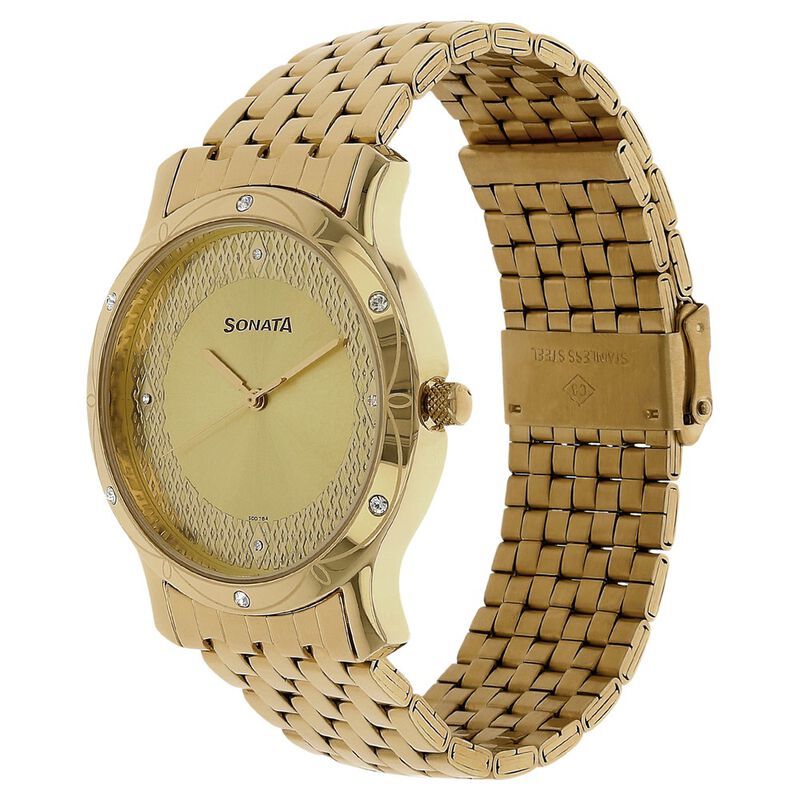 Sonata Quartz Analog Champagne Dial Stainless Steel Strap Watch for Men - image number 1