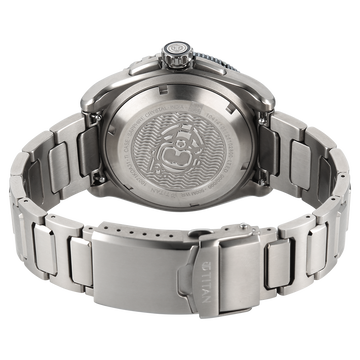 Titan Zero Hour Professional Diver's 500m Limited Edition Automatic Analog with Blue Dial Silver Titanium & Blue FKM Strap Watch for Men