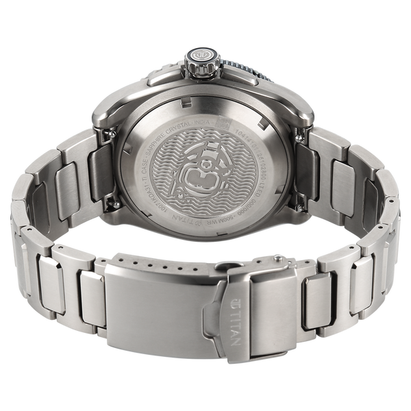 Titan Zero Hour Professional Diver's 500m Limited Edition Automatic Analog with Blue Dial Silver Titanium & Blue FKM Strap Watch for Men - image number 6