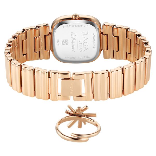 Titan Raga Glimmers Quartz Analog Rose Gold Dial Rose Gold Metal Strap Watch For Women - image number 5