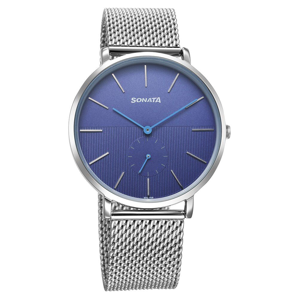 Sonata Ascent Quartz Analog Blue Dial Stainless Steel Strap Watch For Men-image-7
