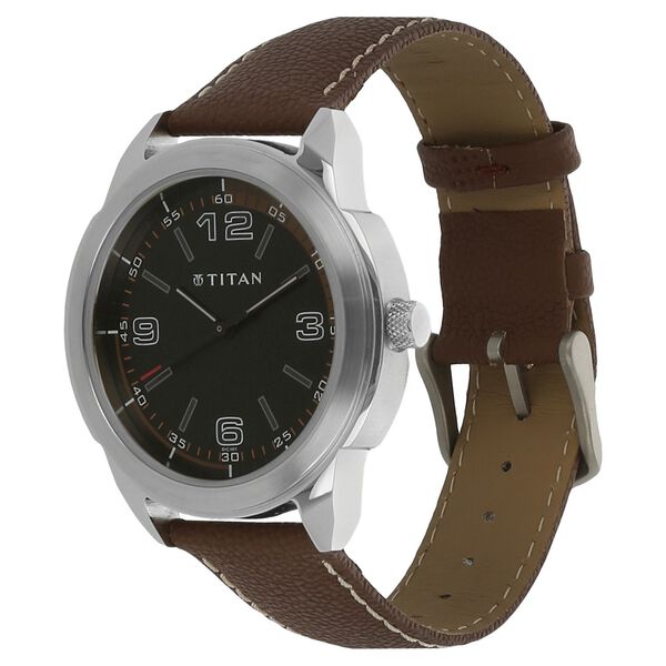 Titan Quartz Analog Black Dial Leather Strap Watch for Men - image number 1