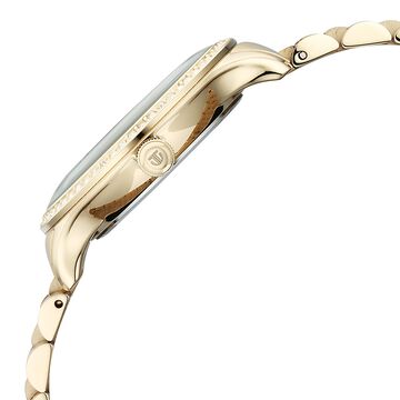Titan Purple Prestige Quartz Analog with Date Green Dial Golden Stainless Steel Strap Watch For Women