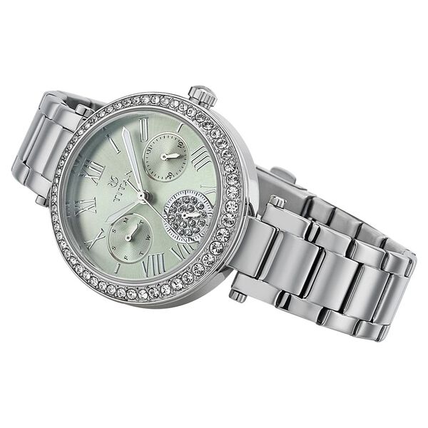 Titan Quartz Multifunction Green Dial Stainless Steel Strap Watch for Women - image number 2