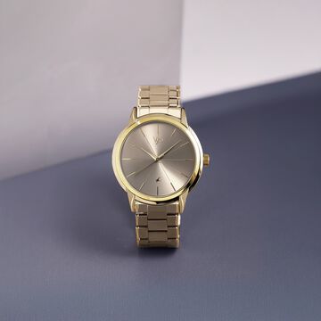Fastrack Vyb Phantom Quartz Analog Khaki Dial Metal Strap Watch For Guys