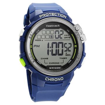 Fastrack Digital Dial Blue Silicone Strap Watch For Guys