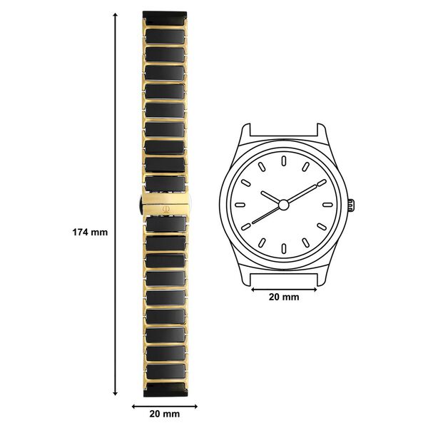 20 mm Black & Golden Ceramic & Metal Strap for Men - image number 3