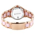 Titan Glamour Quartz Multifunction Mother Of Pearl Dial Pink Ceramic & Steel Strap Watch For Women - image number 5