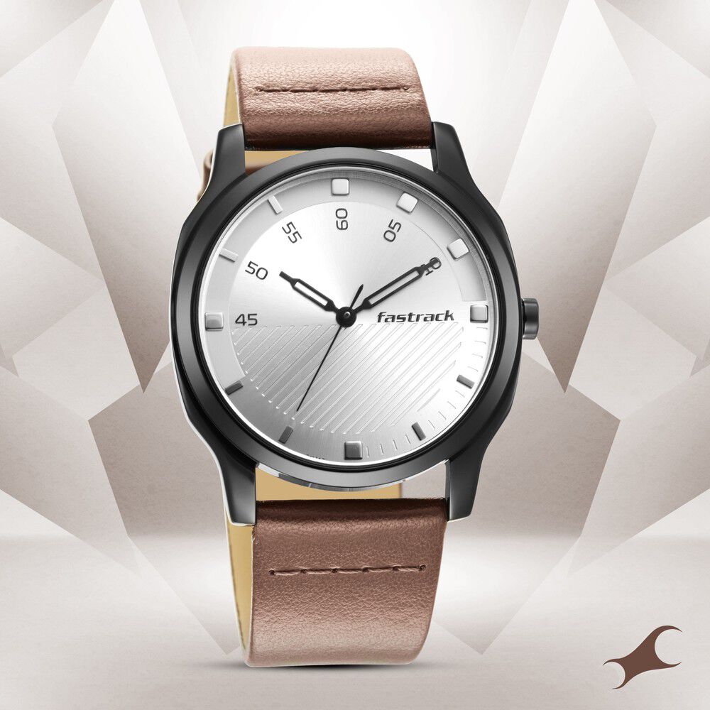 Buy Online Fastrack Stunners Quartz Analog Silver Dial Leather Strap Watch for Guys 3255nl02 p Titan